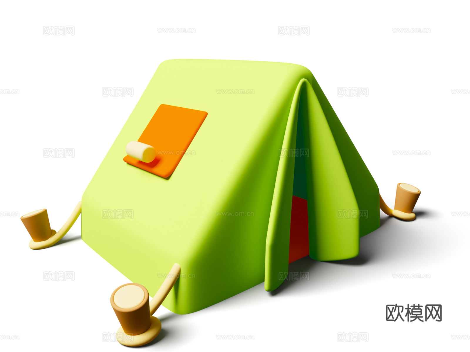 户外露营 卡通风格帐篷 春夏天出游 旅行帐篷 Tent3d模型