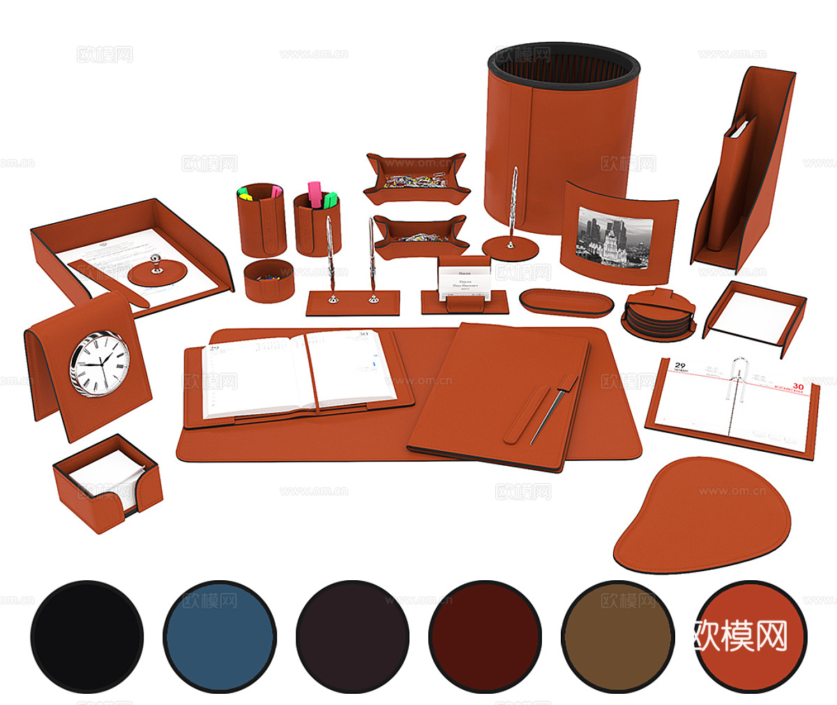 办公物品 笔记本 办公垫板 办公用品 笔3d模型