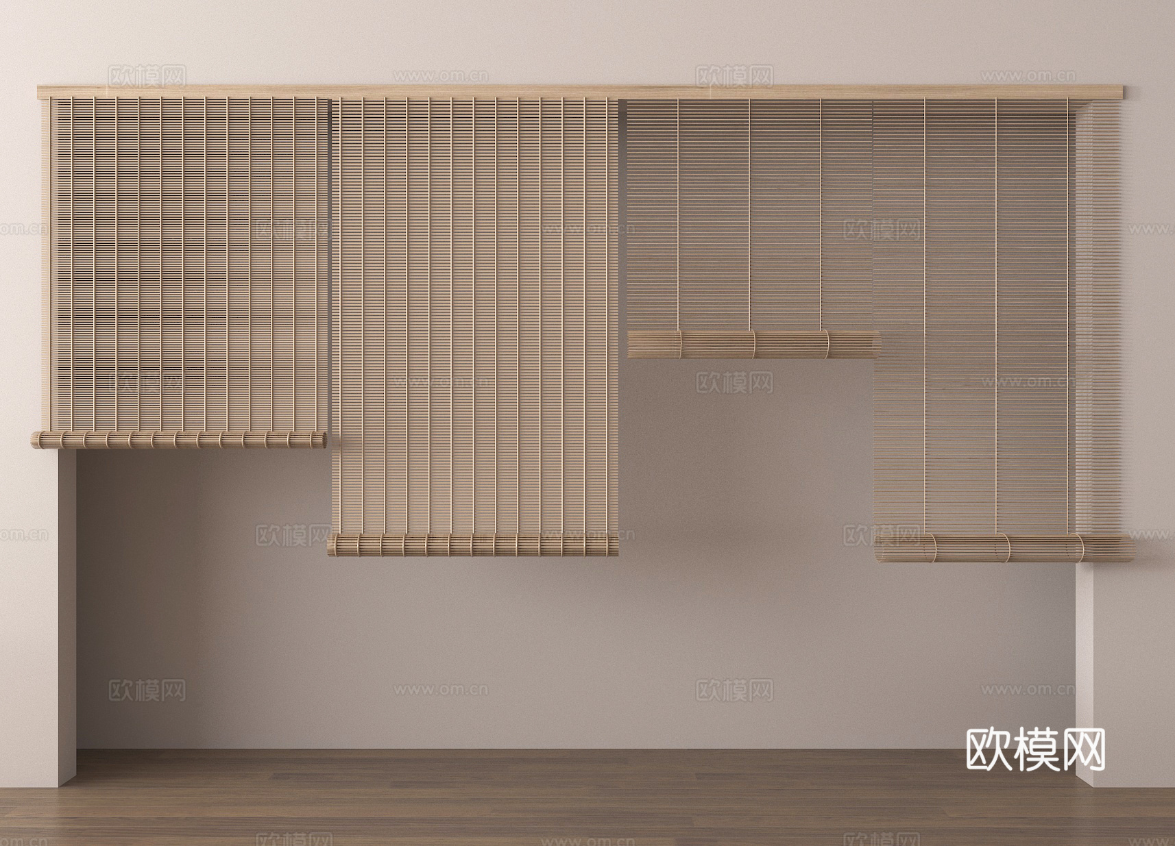 百叶帘 竹帘 卷帘3d模型