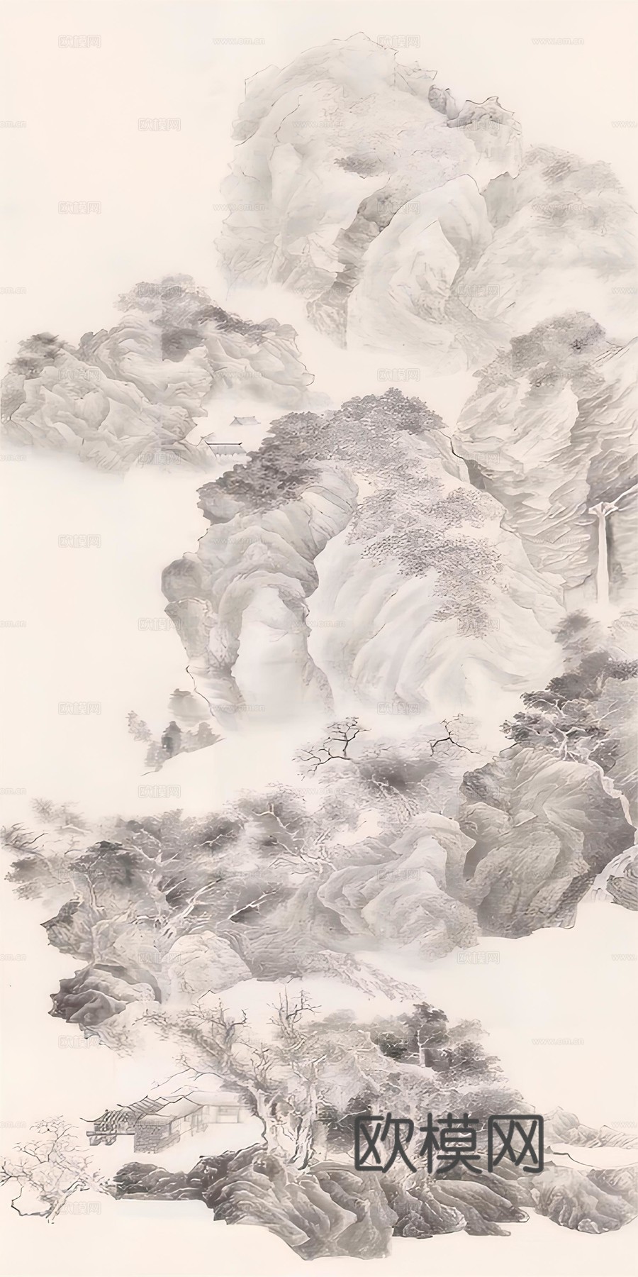 新中式壁纸壁画贴图