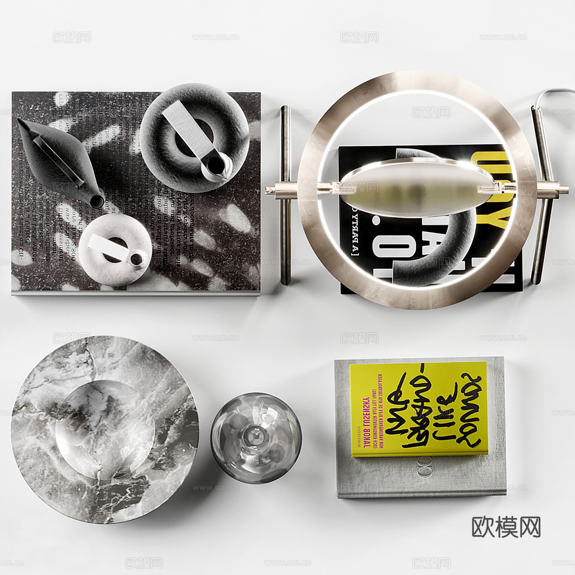 现代桌面饰品摆件组合su模型