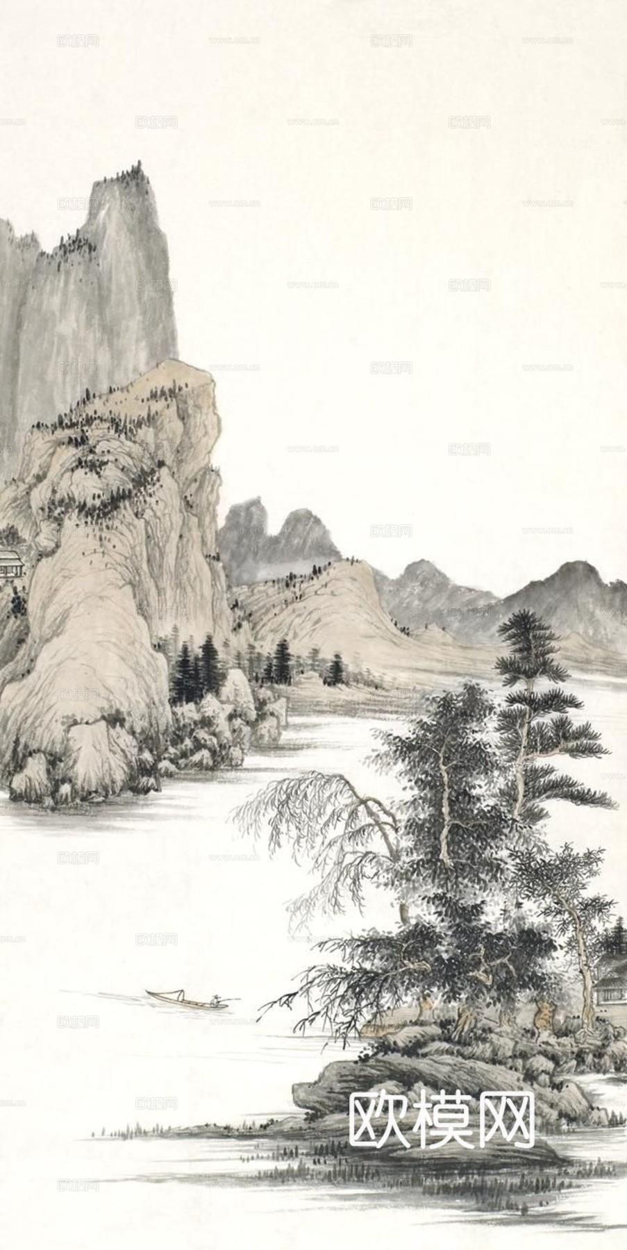 新中式壁纸壁画贴图下载