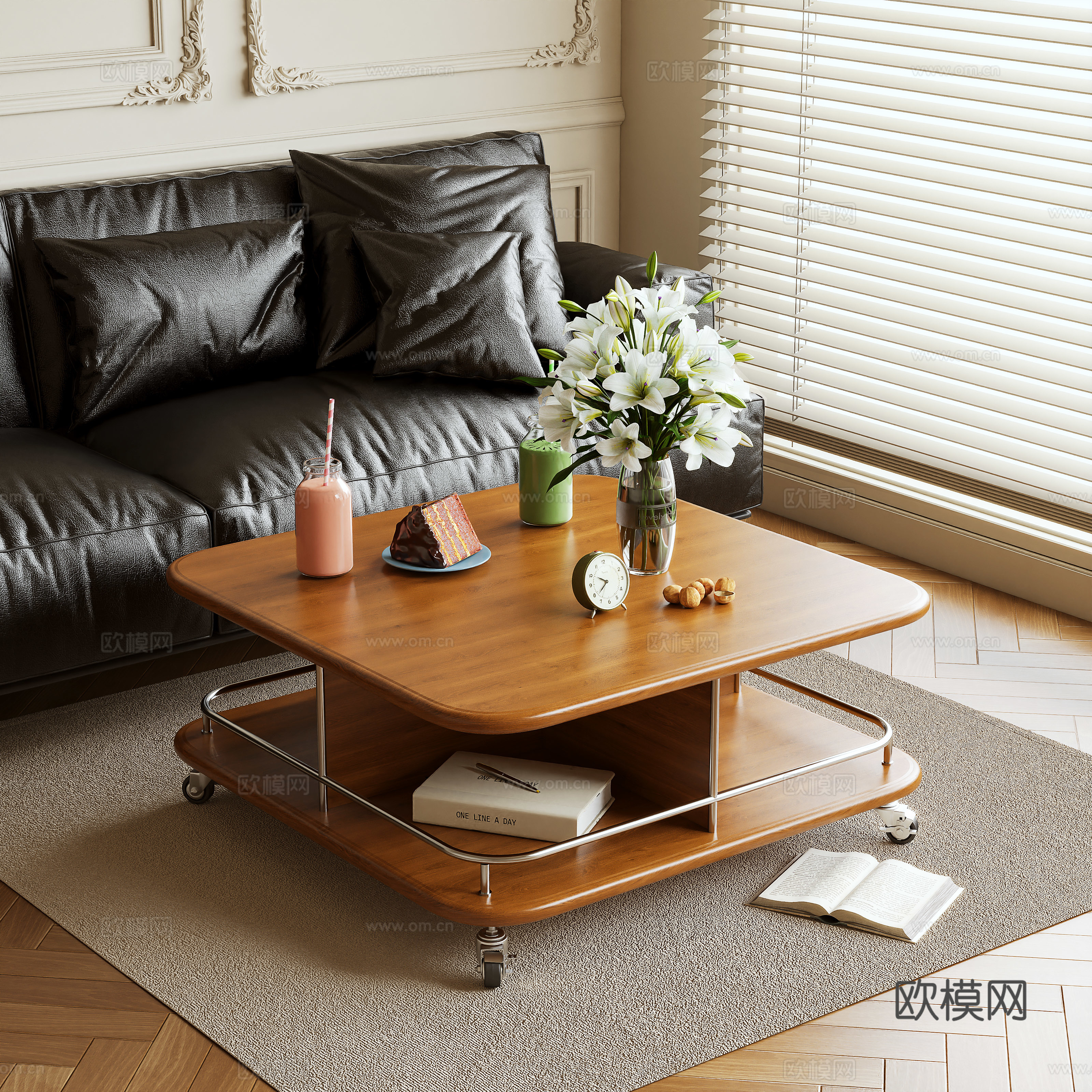 原木风茶几3d模型