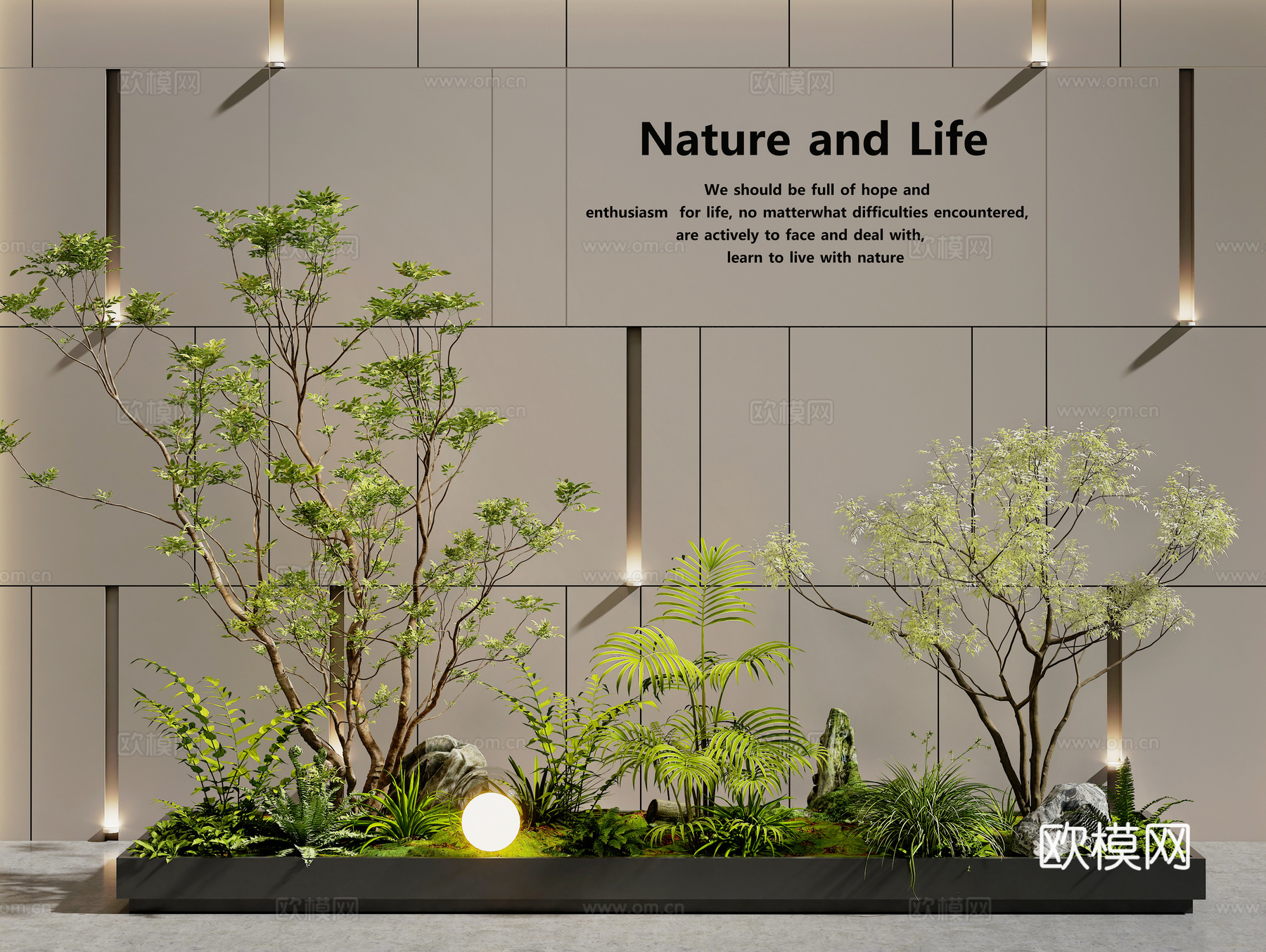 现代室内景观 景观造景 植物景观 景观树 绿植景观 植物堆su模型