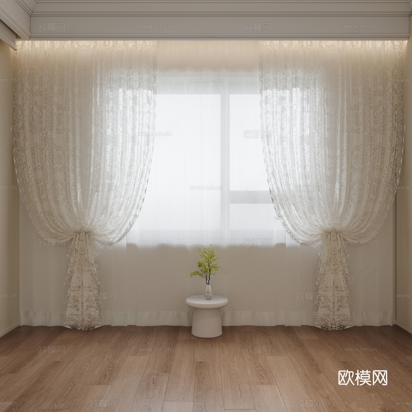 法式纱帘 法式窗帘3d模型