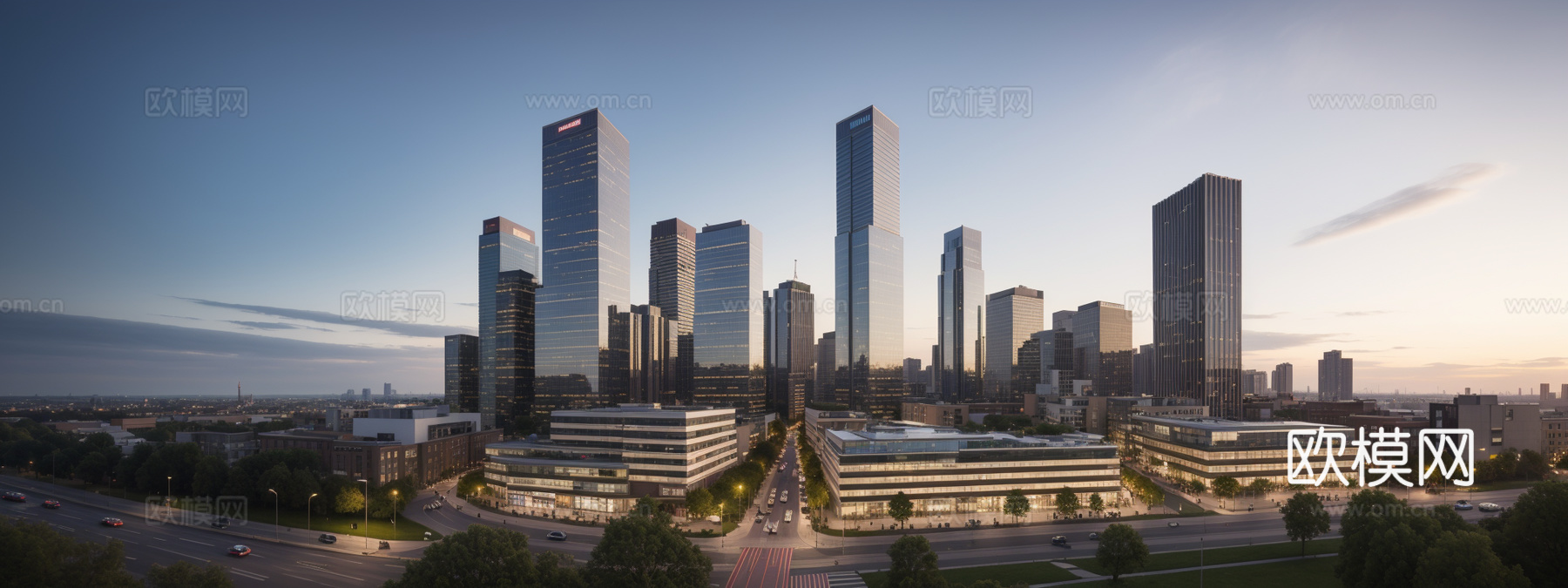现代都市黄昏窗景