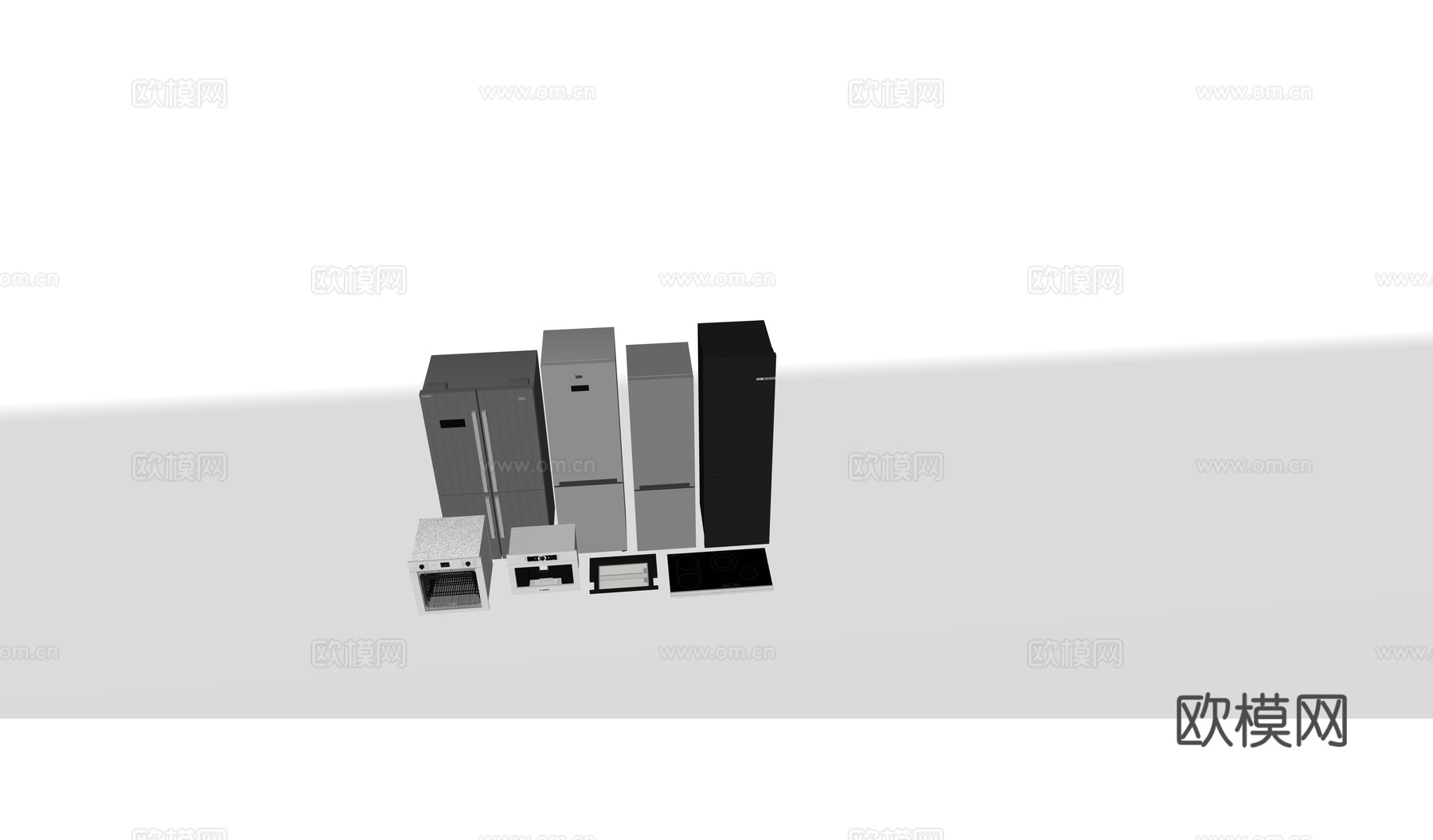 冰箱 烤箱 微波炉 煤气灶su模型
