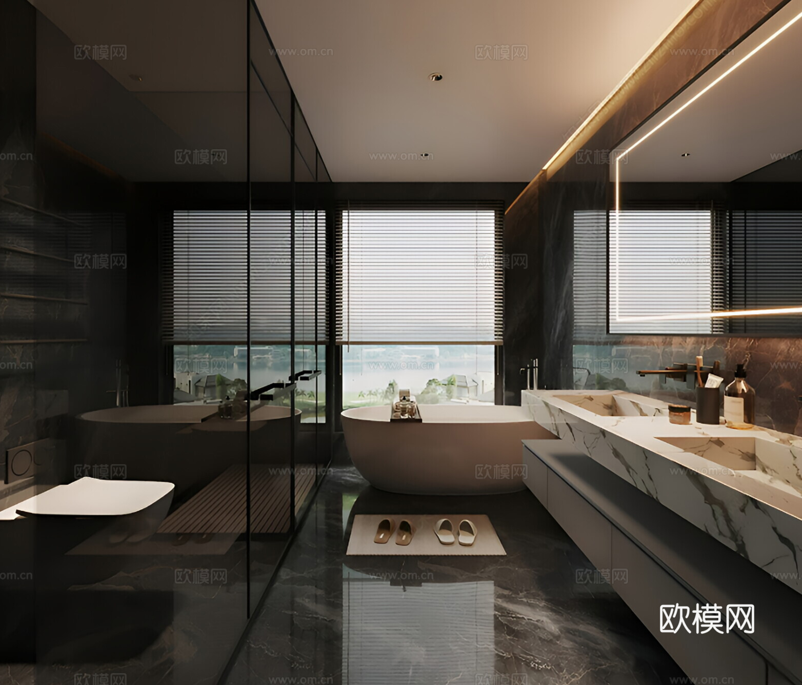 现代意式卫生间3d模型