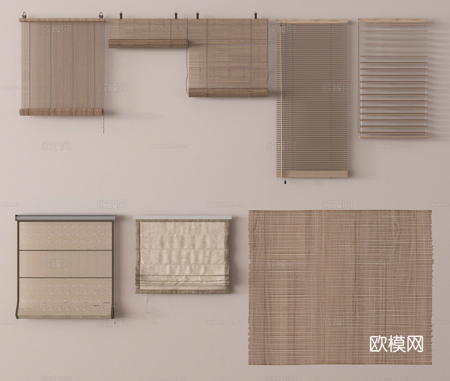 百叶帘 竹帘 卷帘3d模型