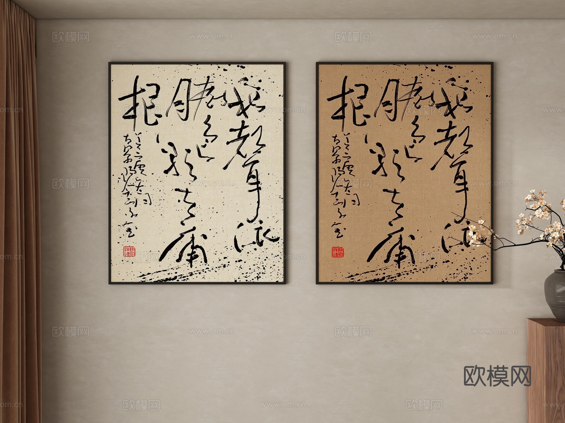 新中式装饰画 挂画3d模型