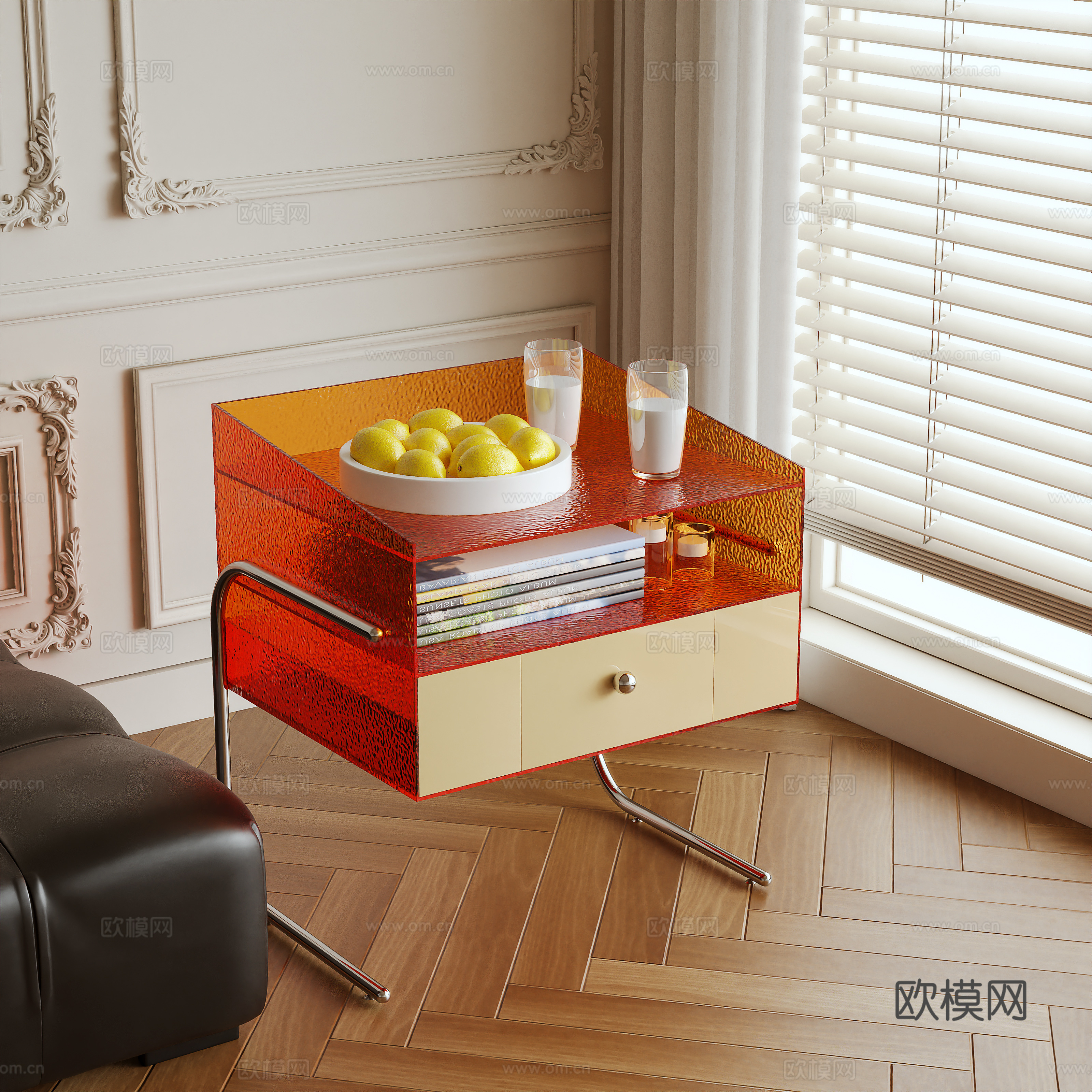 现代边几 亚克力边柜3d模型
