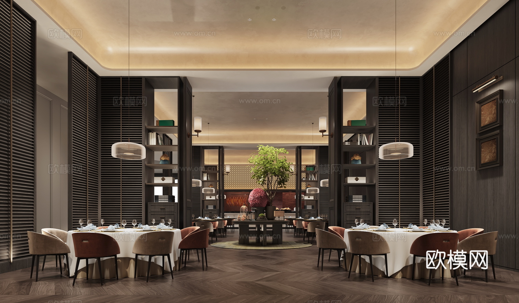 酒店中餐厅轻奢风3d模型