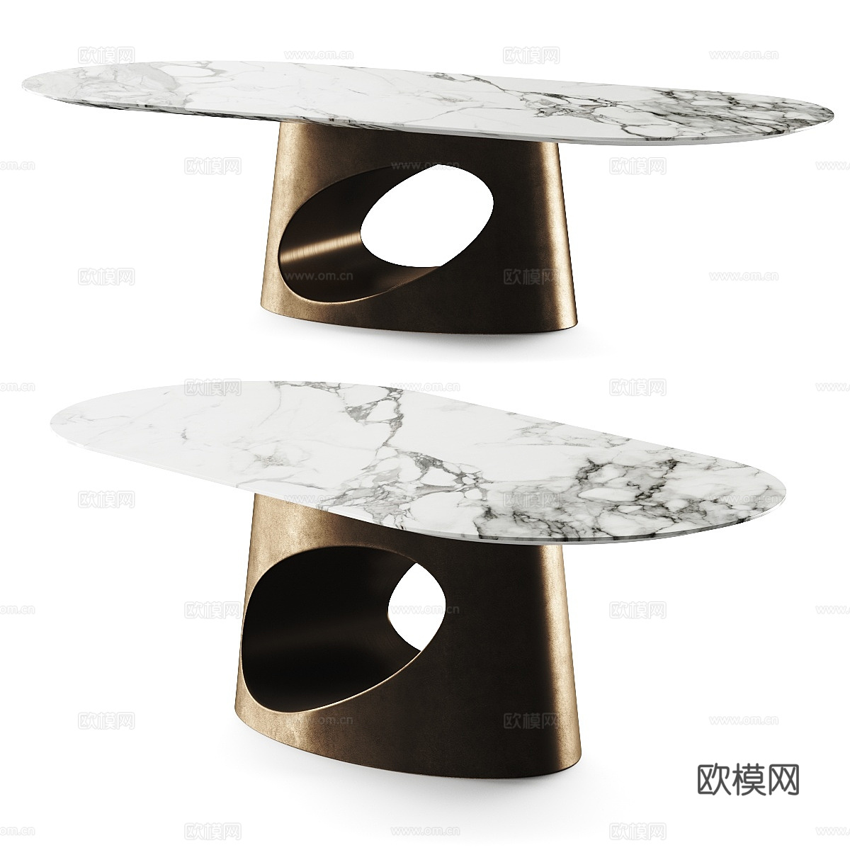 现代轻奢极简 Rugiano Ring 岩板餐桌3d模型