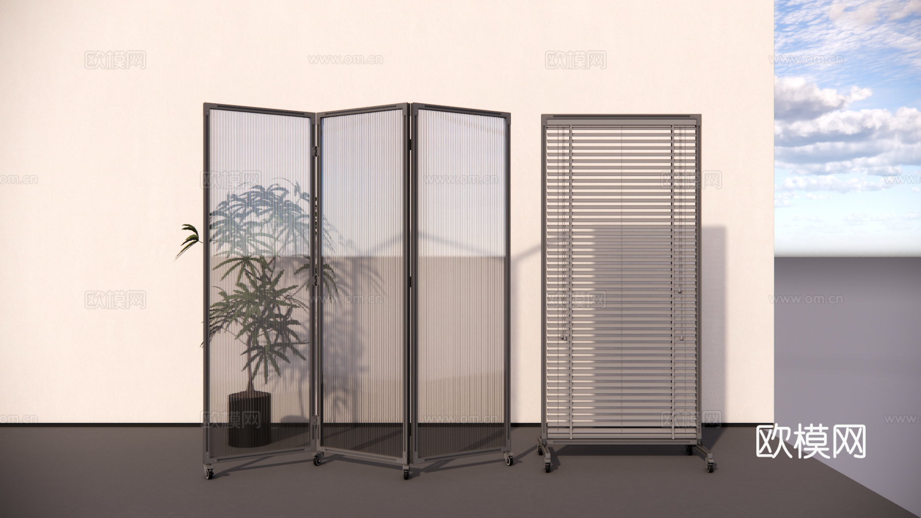 现代屏风可折叠屏风3d模型