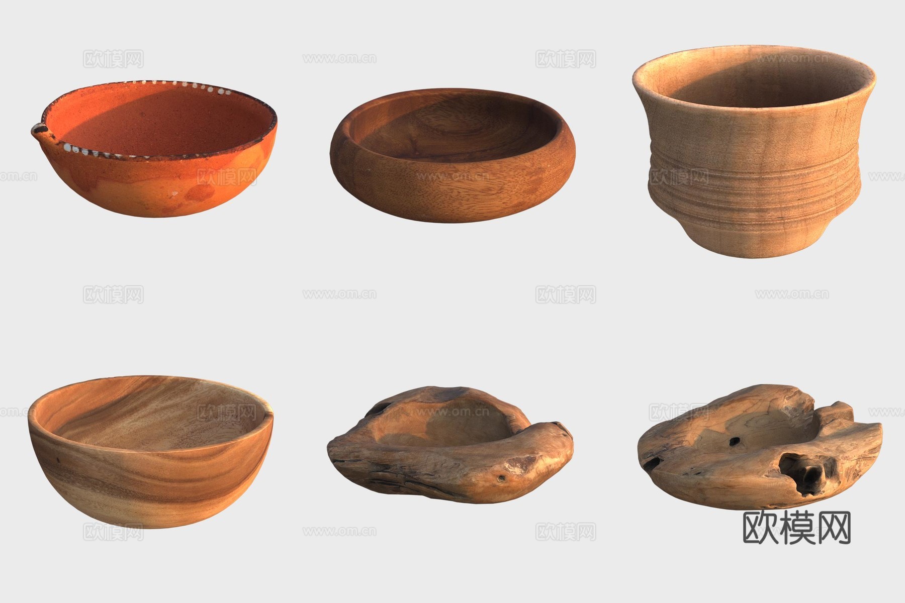 古代陶器陶碗陶艺木制品木碗3d模型