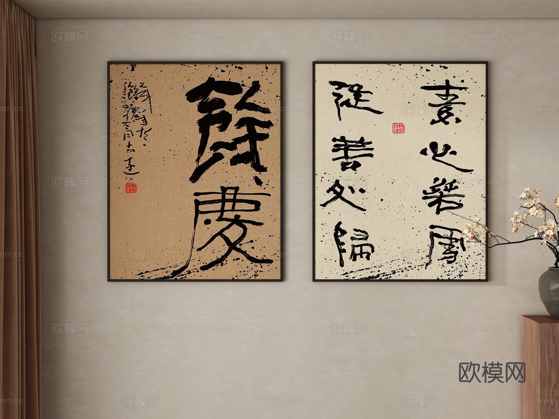 新中式装饰画 挂画3d模型