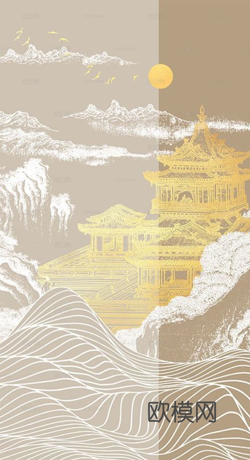 新中式壁纸壁画贴图