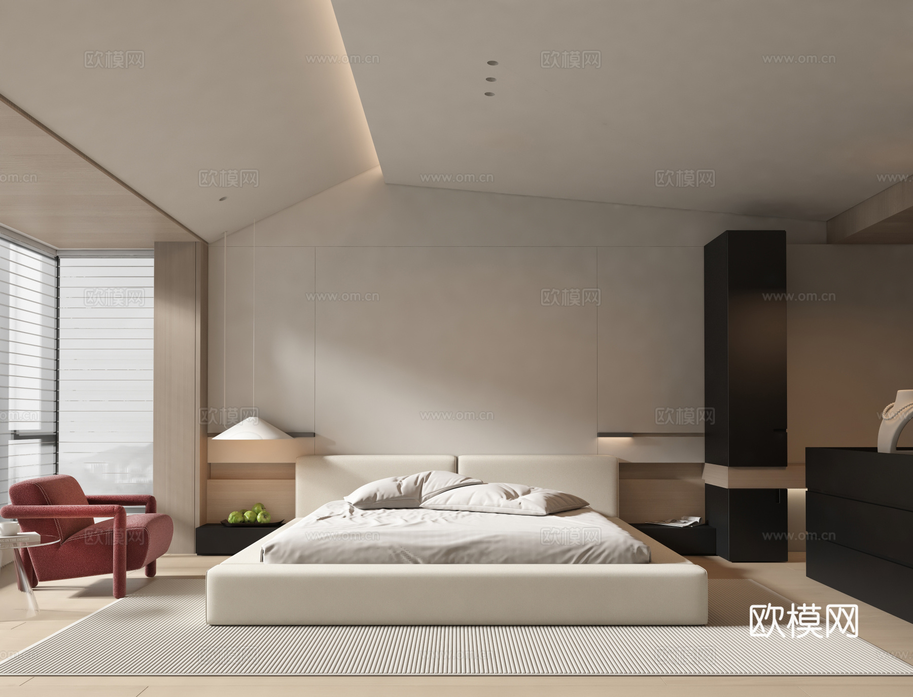现代极简卧室3d模型