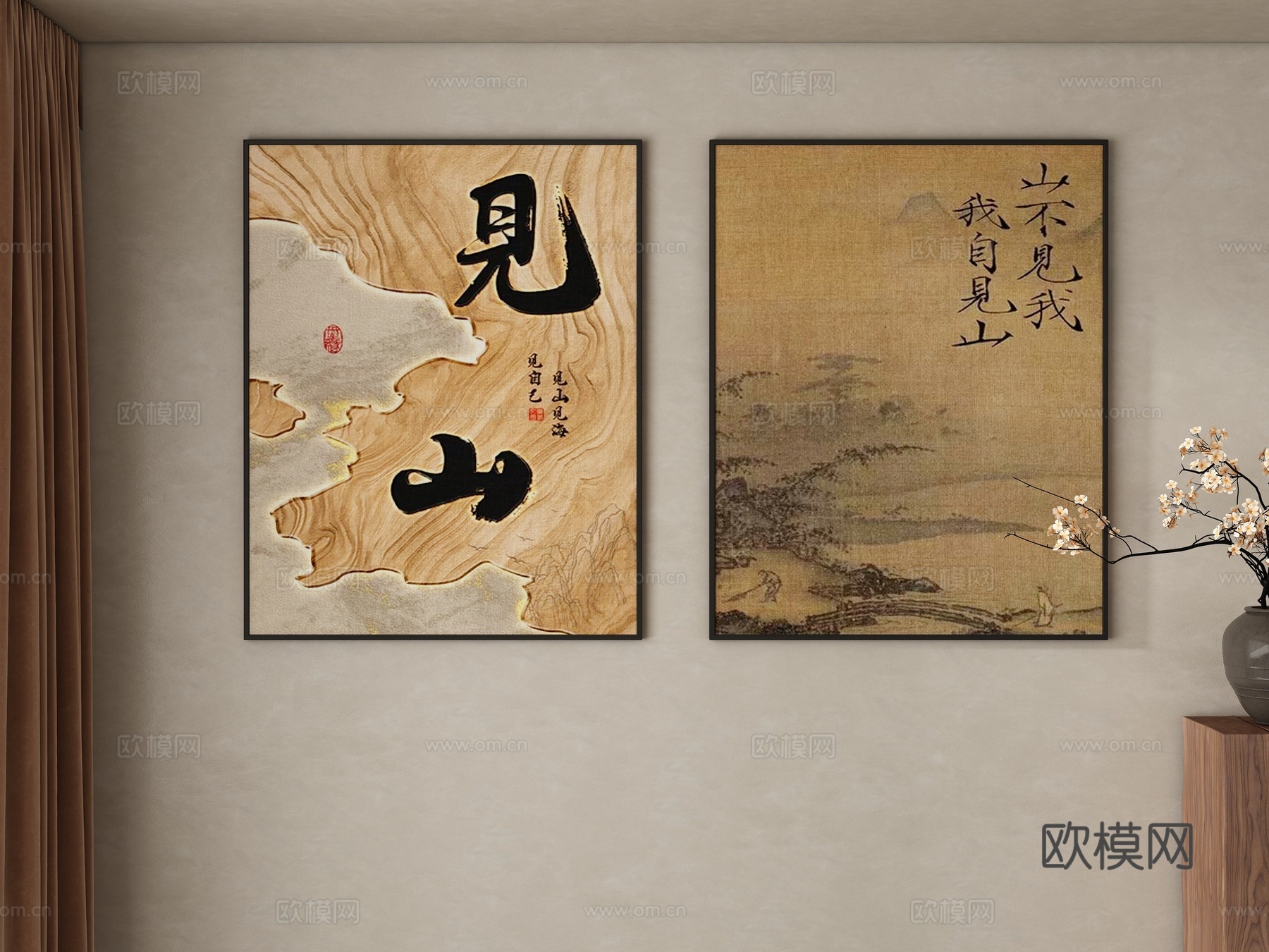 新中式挂画 装饰画3d模型