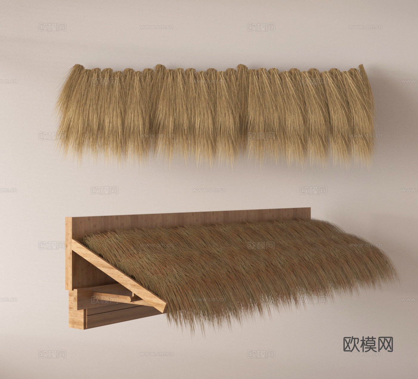 茅草 茅草棚 枯草 草垛  遮阳棚3d模型