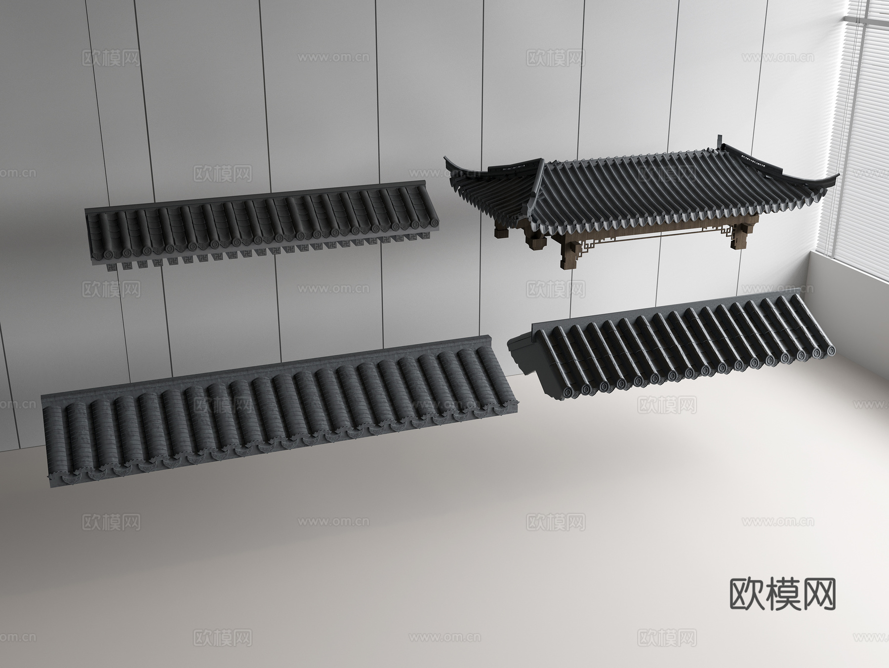 中式屋檐 古建飞檐 琉璃瓦 瓦片 屋顶屋脊su模型