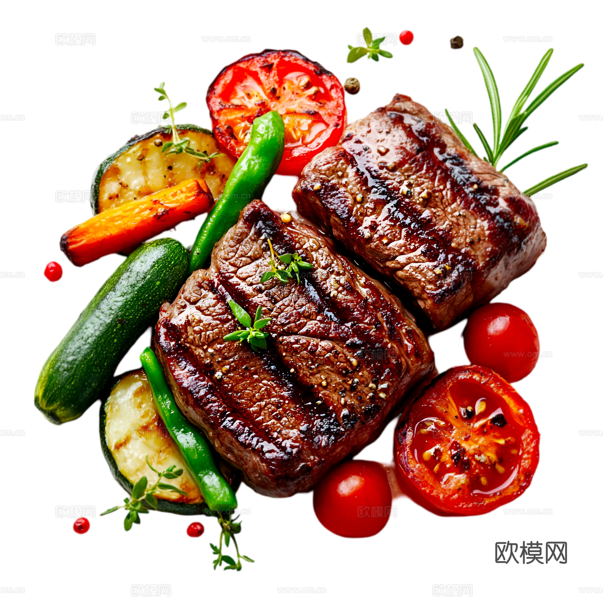 免抠牛排  套餐 切开 熟牛排 生牛排  带骨牛排