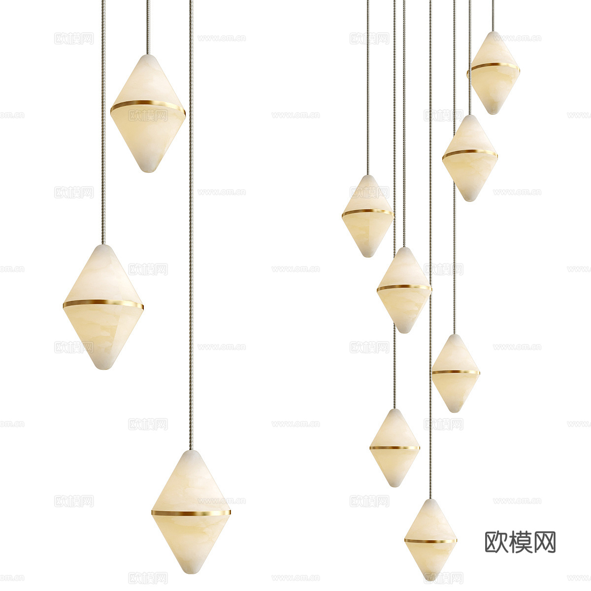 新中式轻奢装饰吊灯3d模型