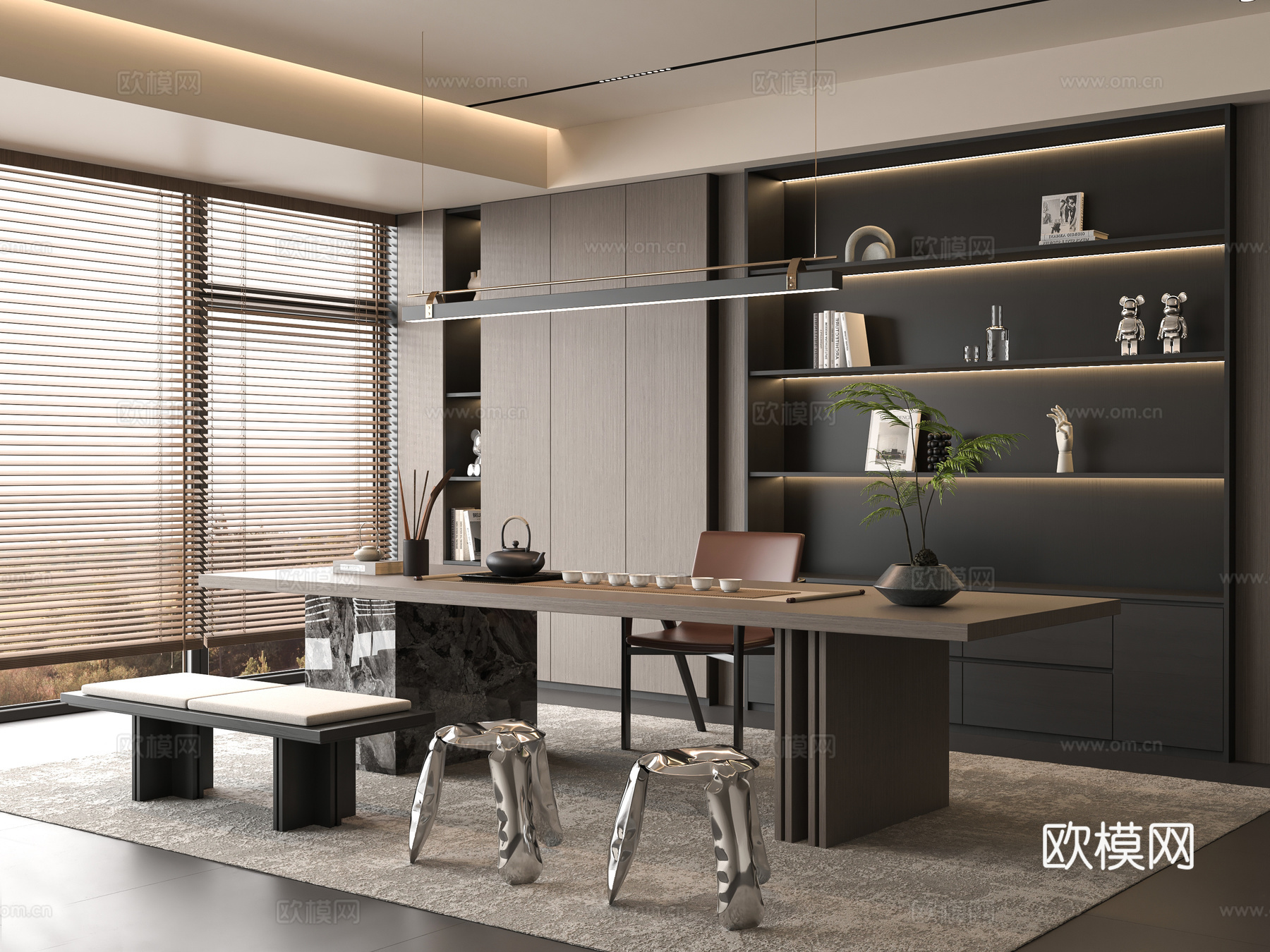 现代茶室3d模型下载