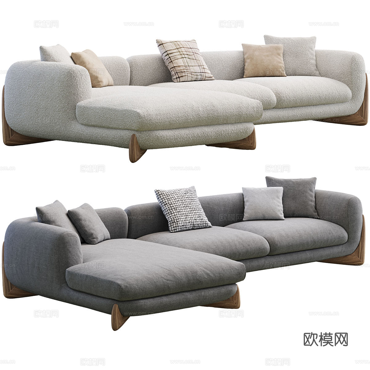 现代奶油风 Softbay 布艺转角沙发3d模型