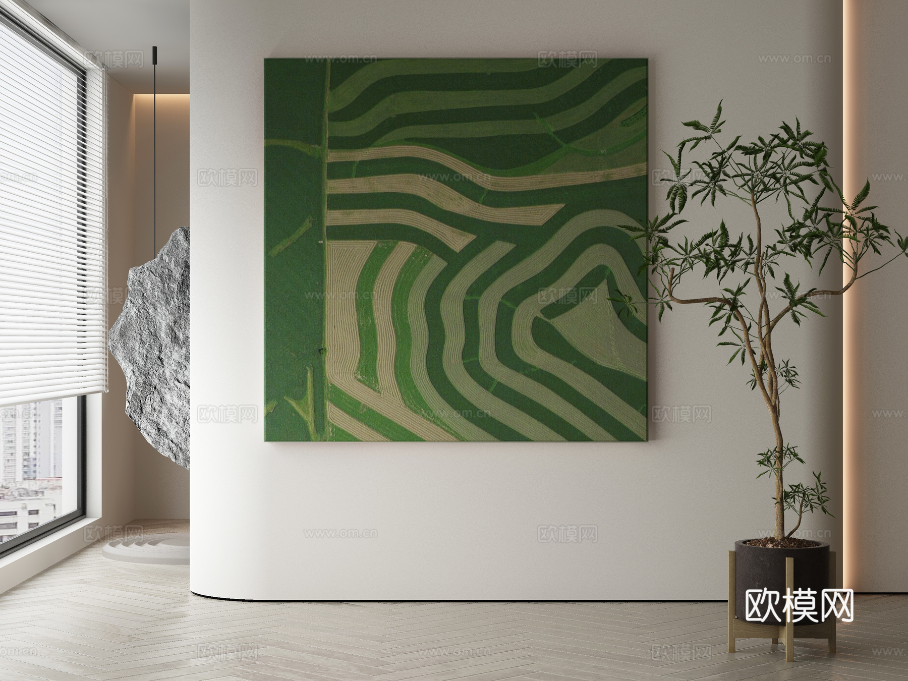 现代侘寂抽象挂画3d模型