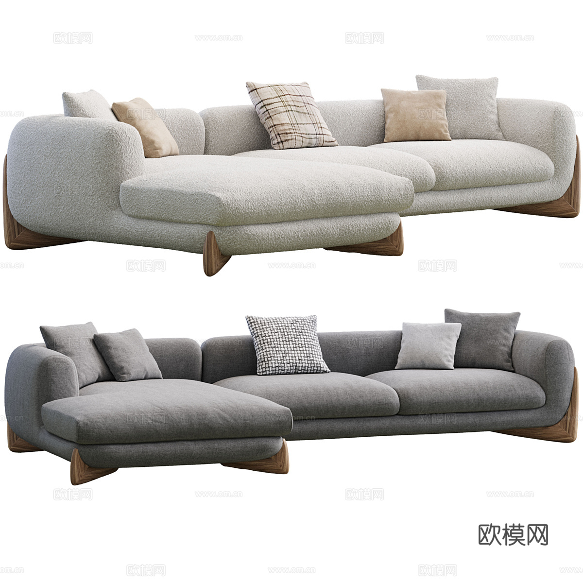 现代奶油风 Softbay 布艺转角沙发3d模型