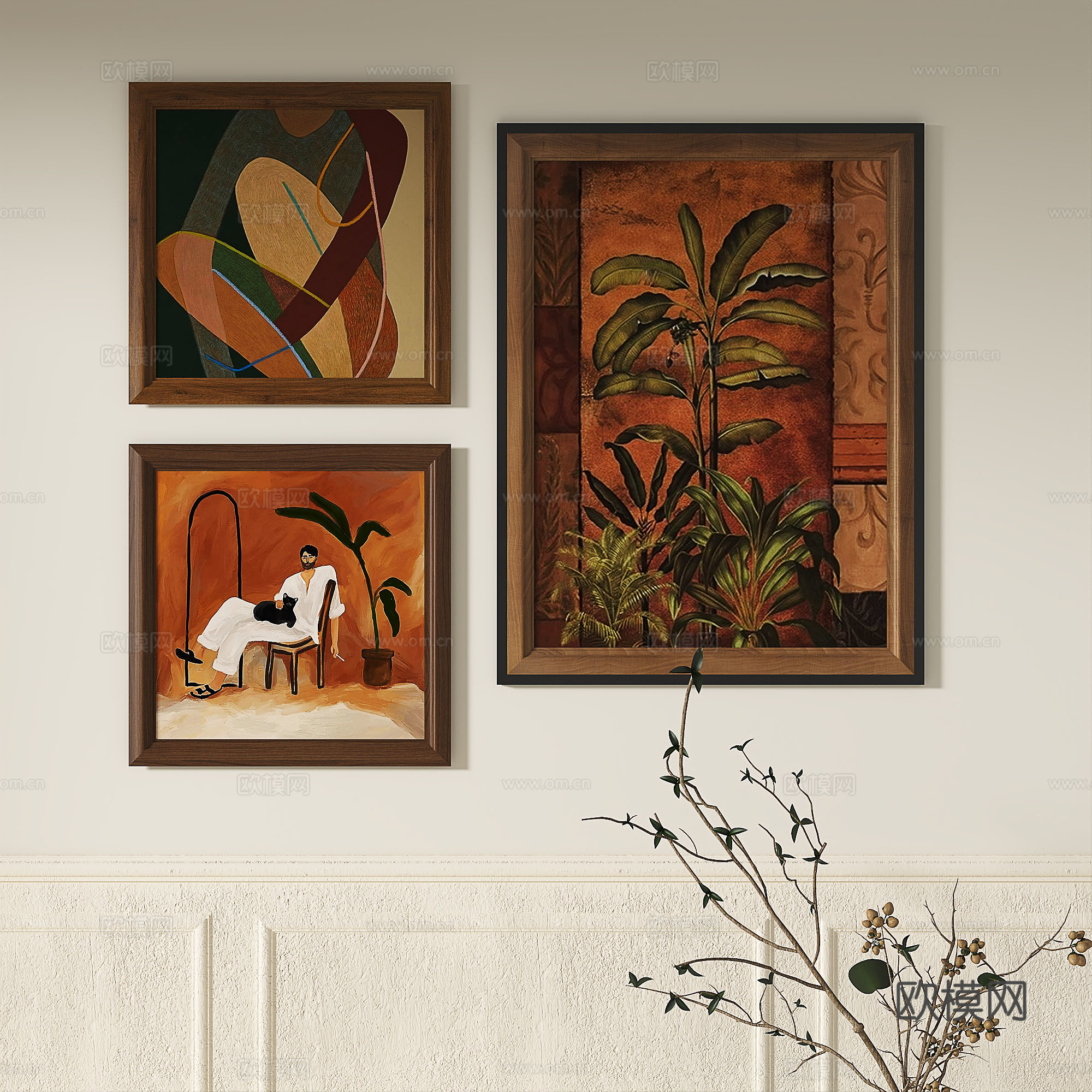 现代,法式,复古,抽象,轻奢,简约,中古,装饰画3d模型