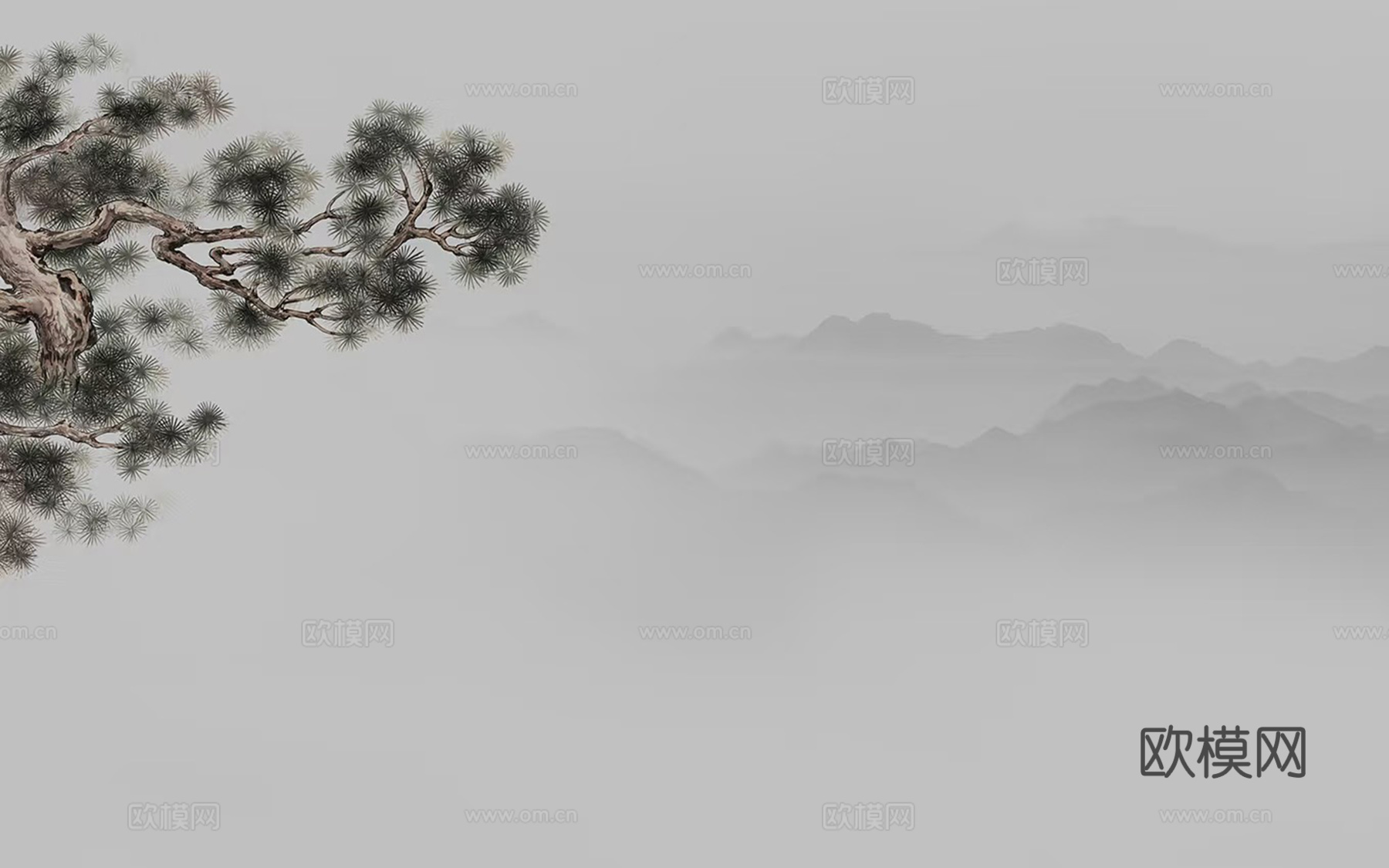 新中式松树壁画