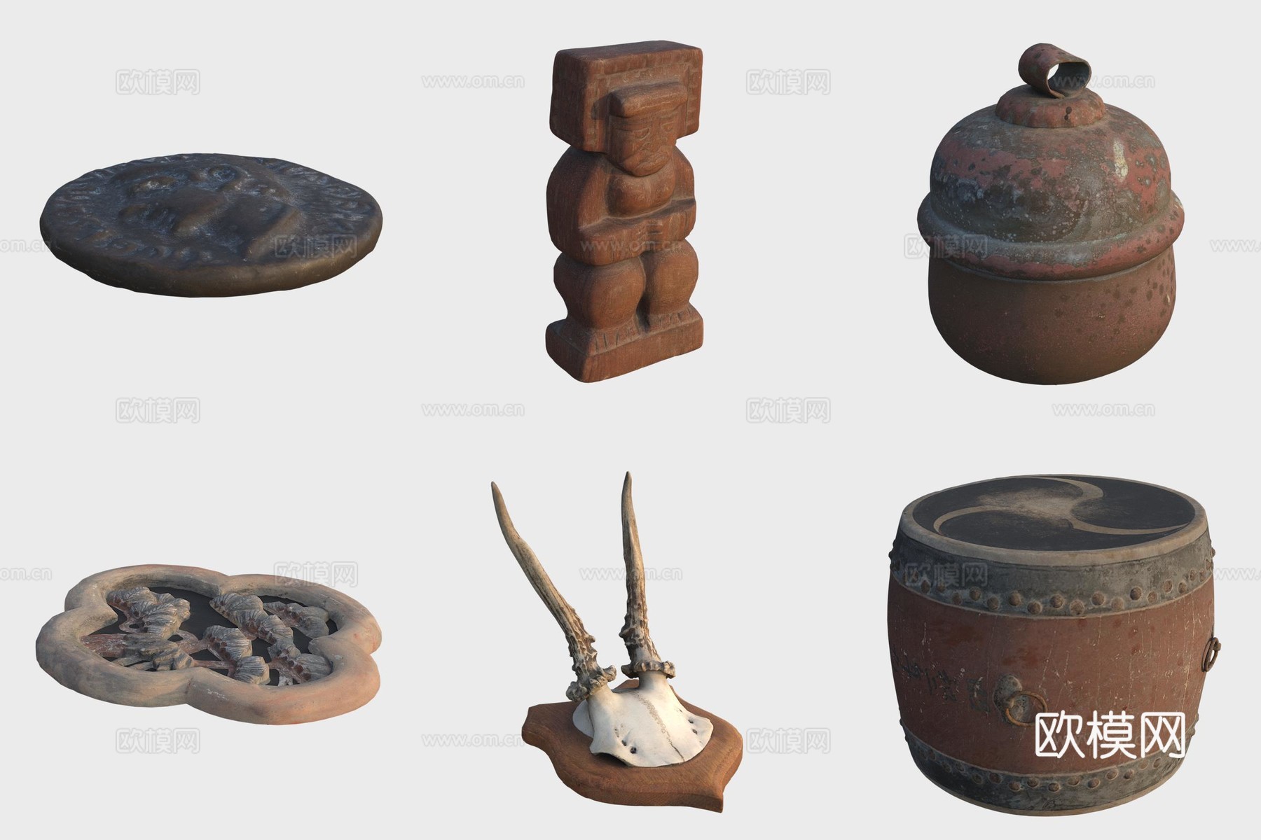 古代复古室内物品装饰品摆件鼓3d模型