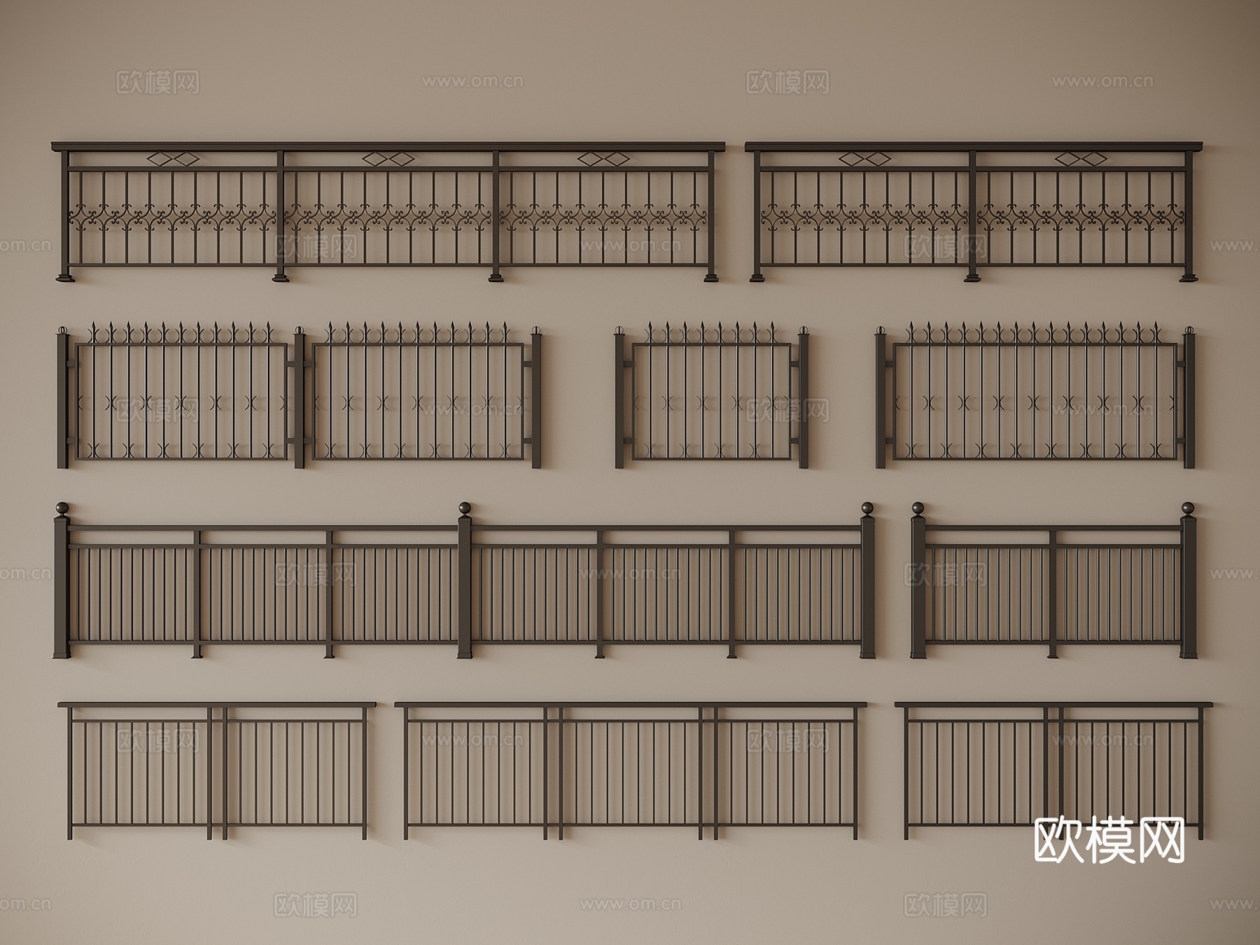 法式 现代 栏杆 铁艺栏杆 护栏 阳台护栏 围栏3d模型