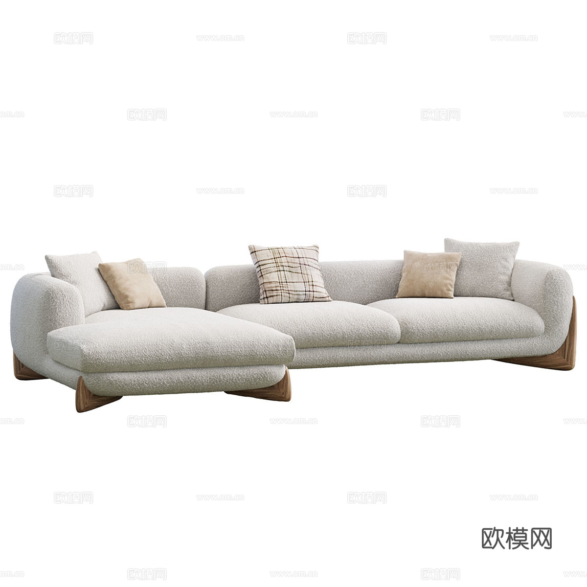 现代奶油风 Softbay 布艺转角沙发3d模型