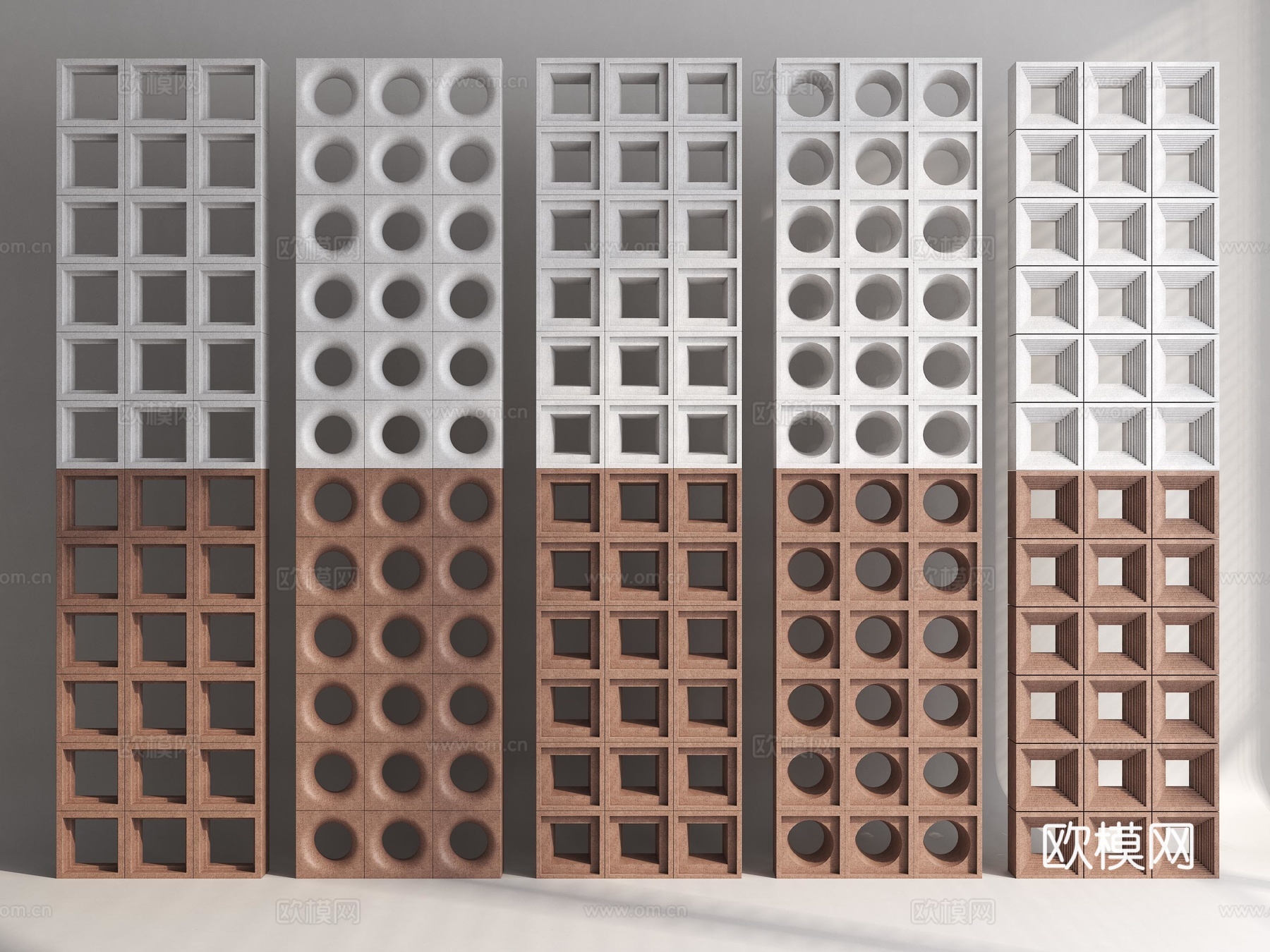 水泥砖 空心砖 砖 红砖 花砖 屏风隔断3d模型