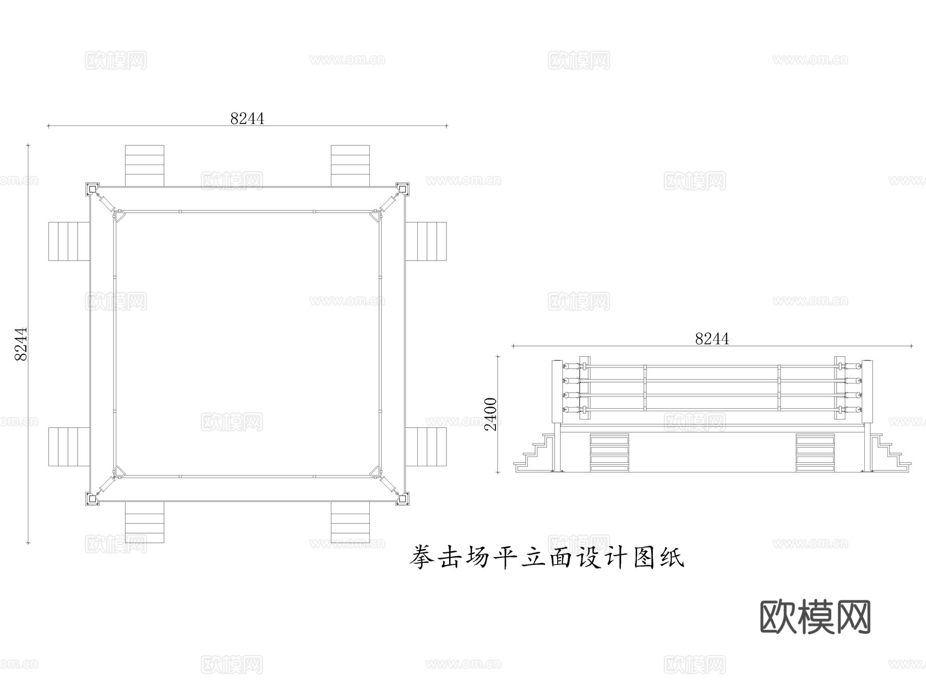 3套拳击馆武术馆搏击健身俱乐部CAD图纸cad施工图