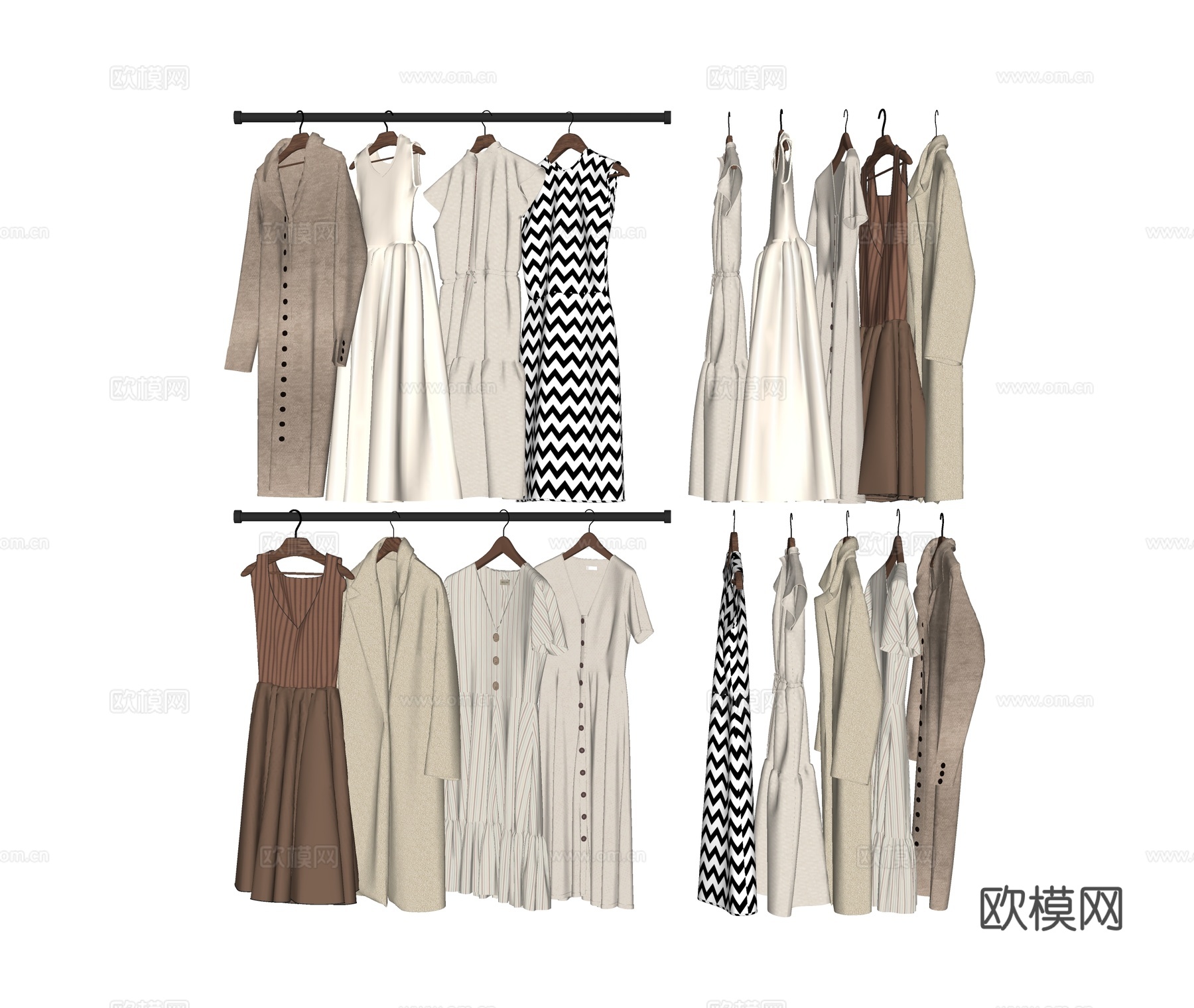 现代衣服女装su模型
