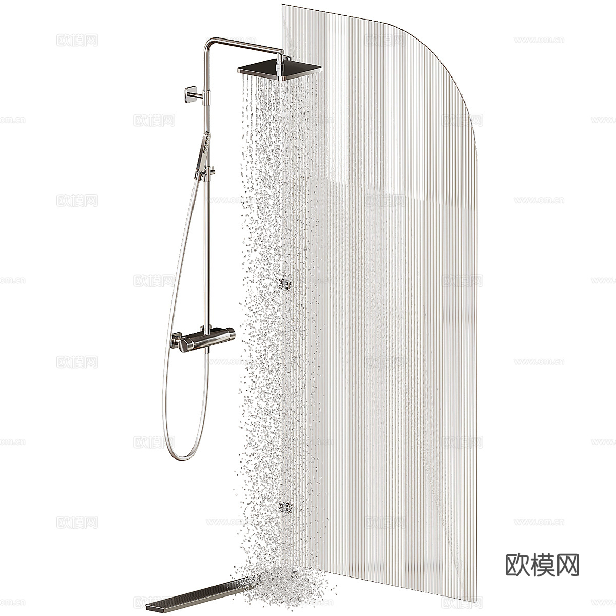 凹槽玻璃淋浴3d模型