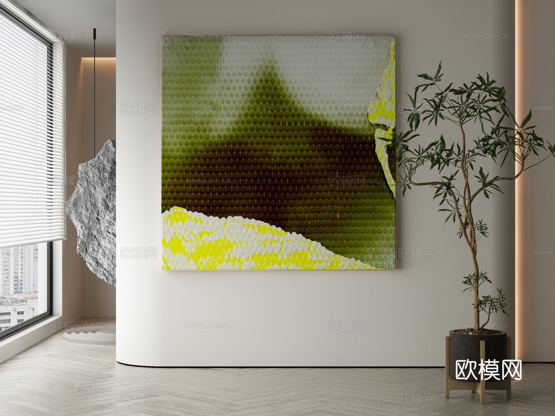 现代侘寂抽象挂画3d模型