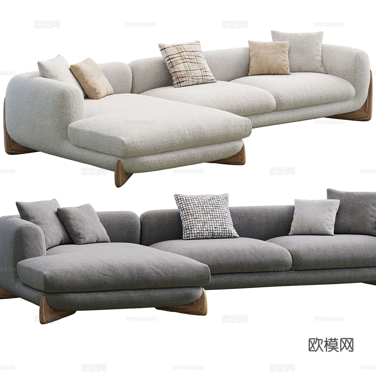 现代奶油风 Softbay 布艺转角沙发3d模型