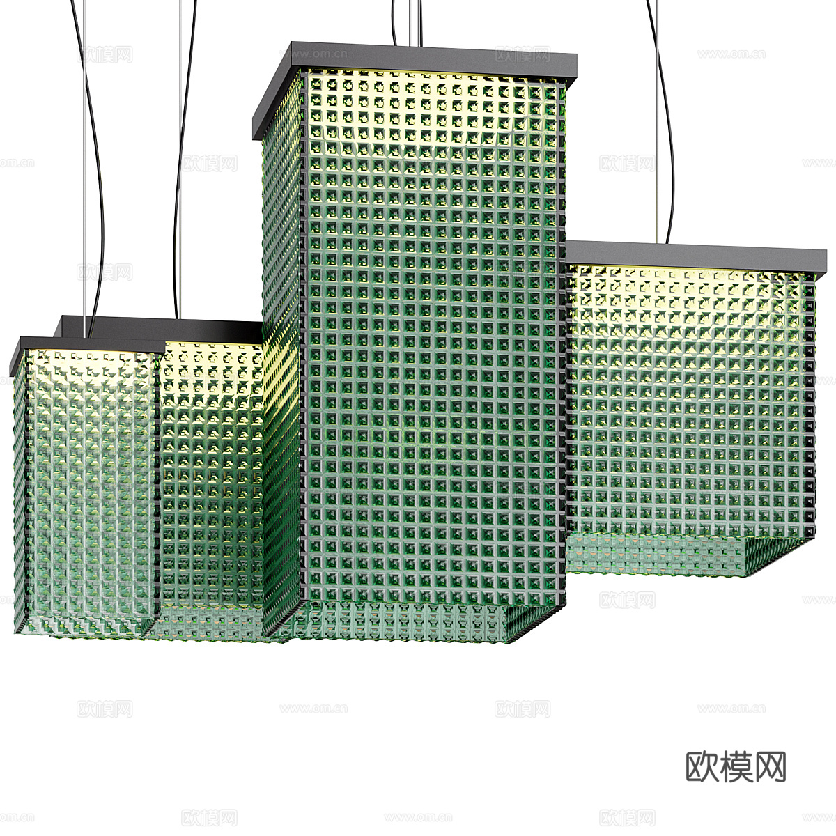 新中式轻奢玻璃装饰吊灯3d模型