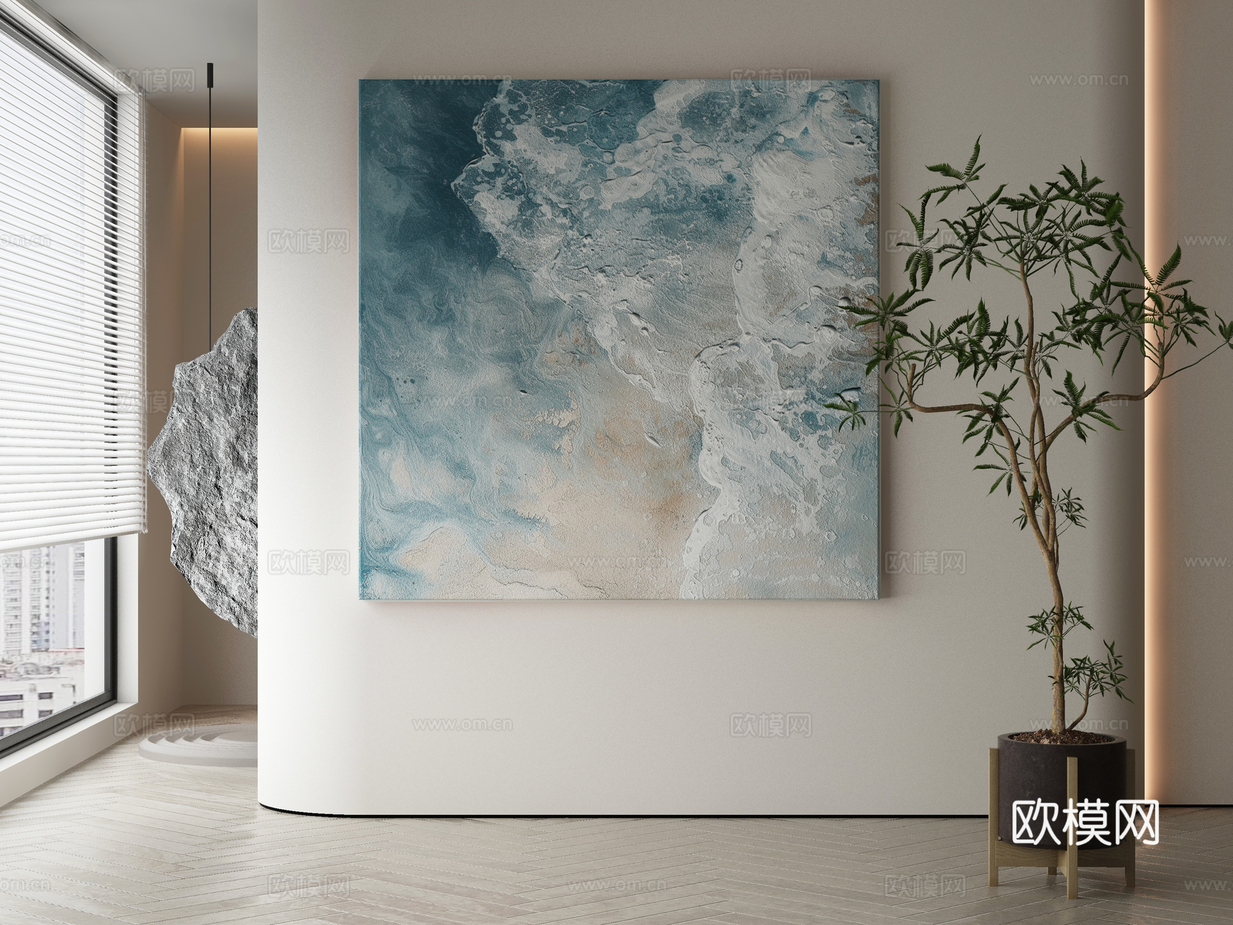 现代侘寂抽象挂画3d模型