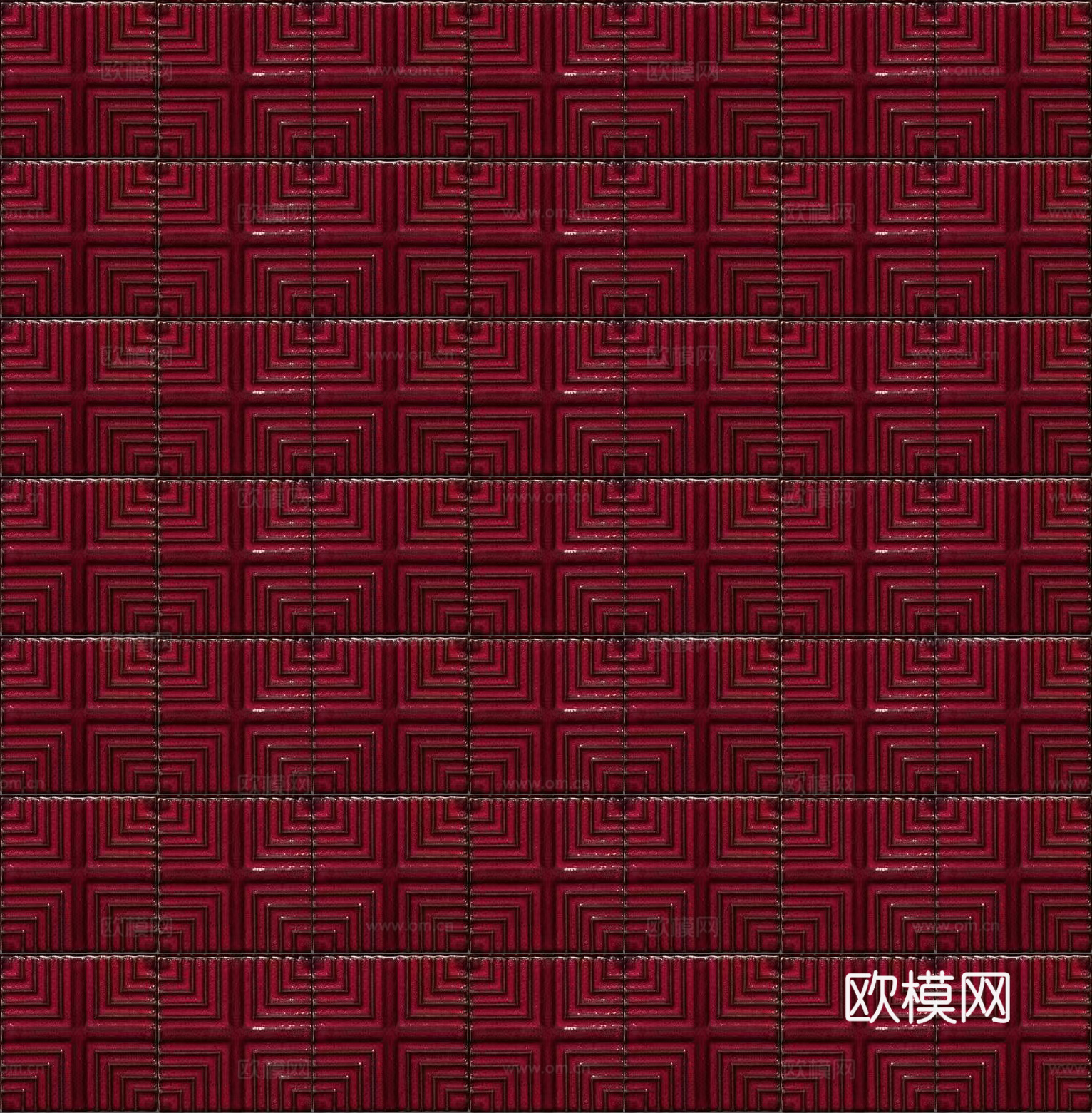 无缝法式红色回形纹手工砖