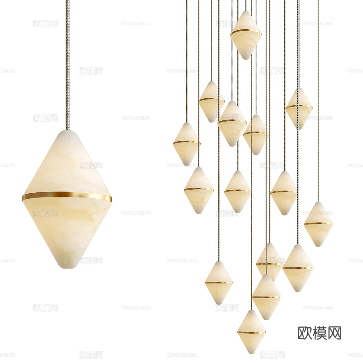 新中式轻奢装饰吊灯3d模型