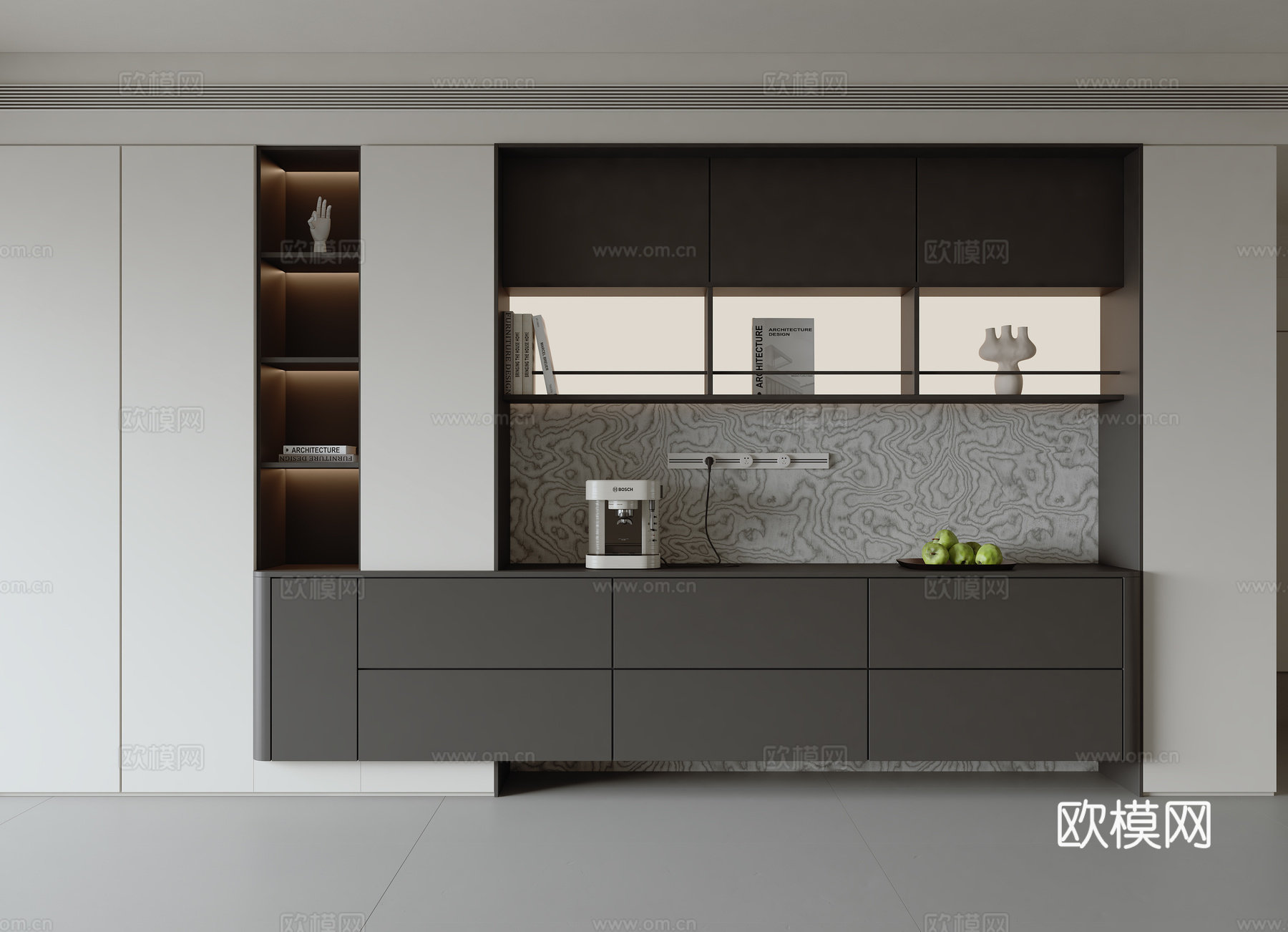 现代书柜3d模型下载