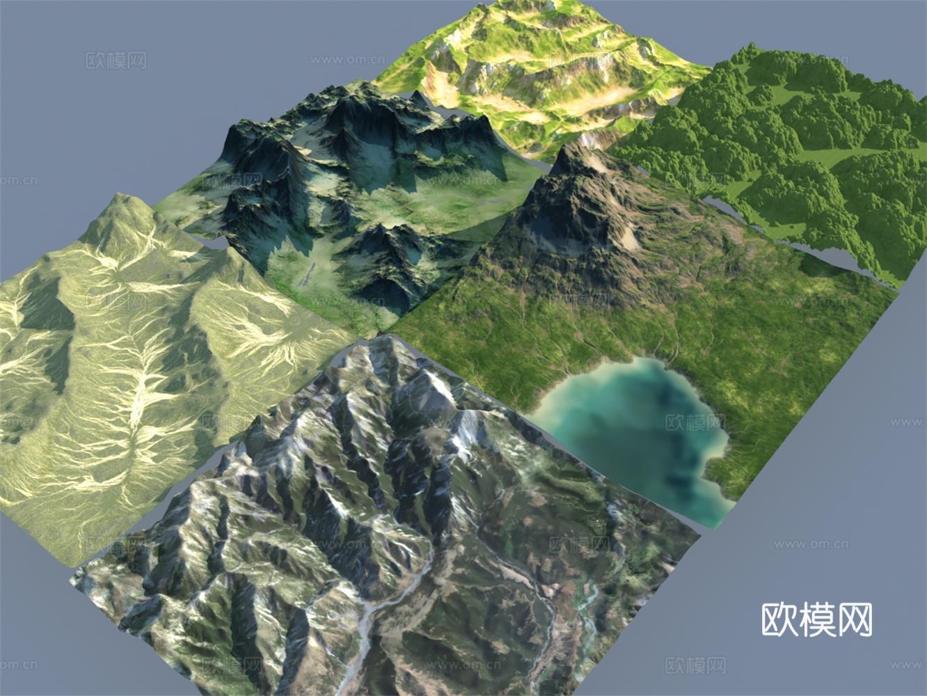 山脉 地形 山丘 雪山 湖泊雪山 大山 自然景观 山 山体3d模型