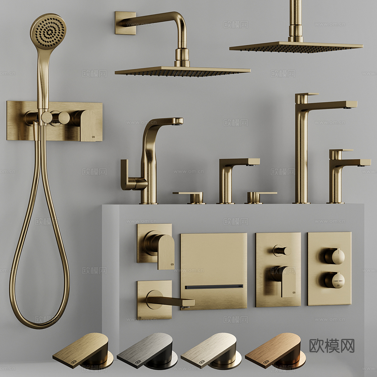新中式轻奢 Gessi Manzoni 淋浴花洒 浴室水龙头3d模型