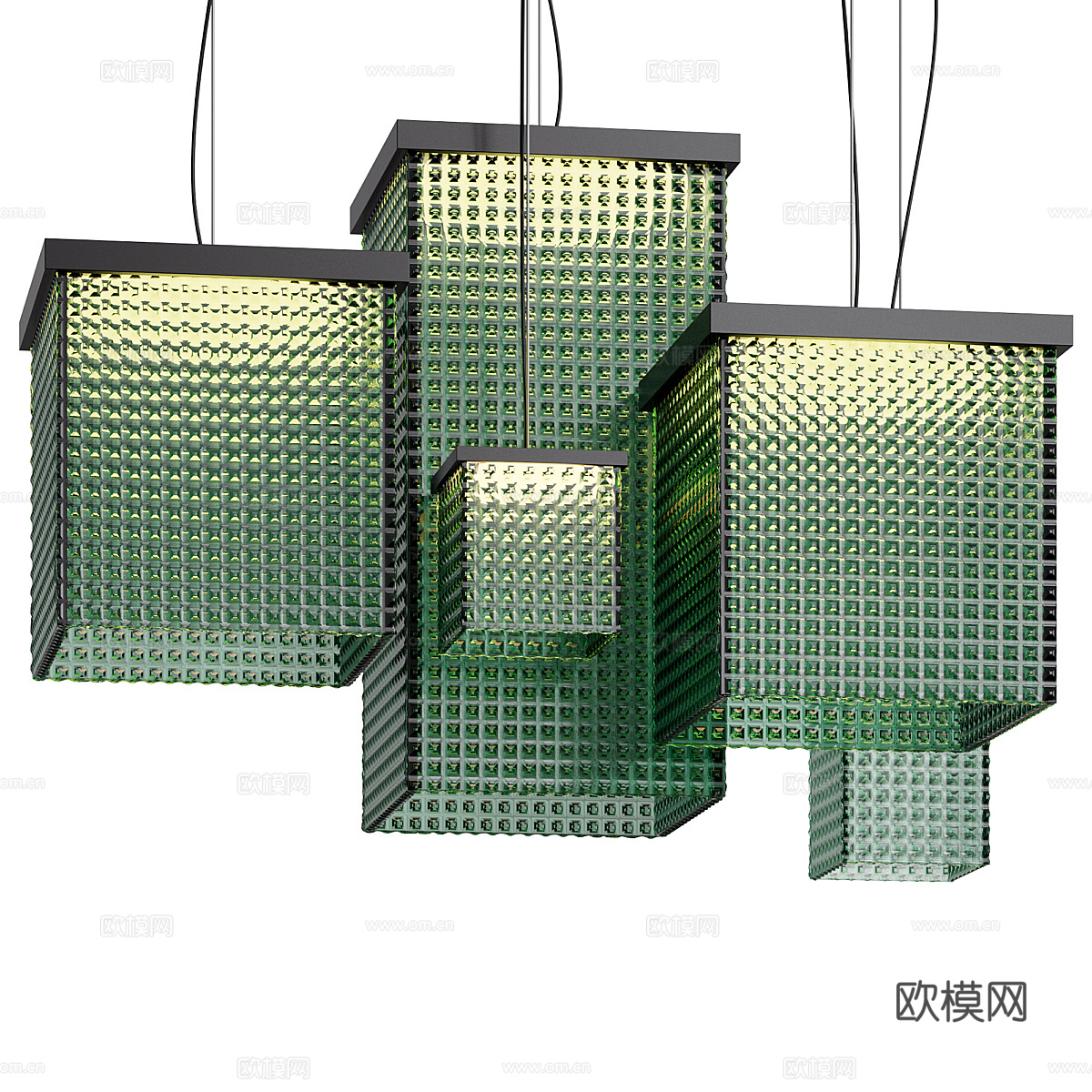 新中式轻奢玻璃装饰吊灯3d模型